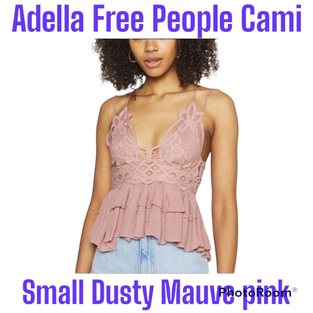 NWT ADELLA Free People fits ~S/M Small Cami Dusty Mauve Pink Lace Camisole Top